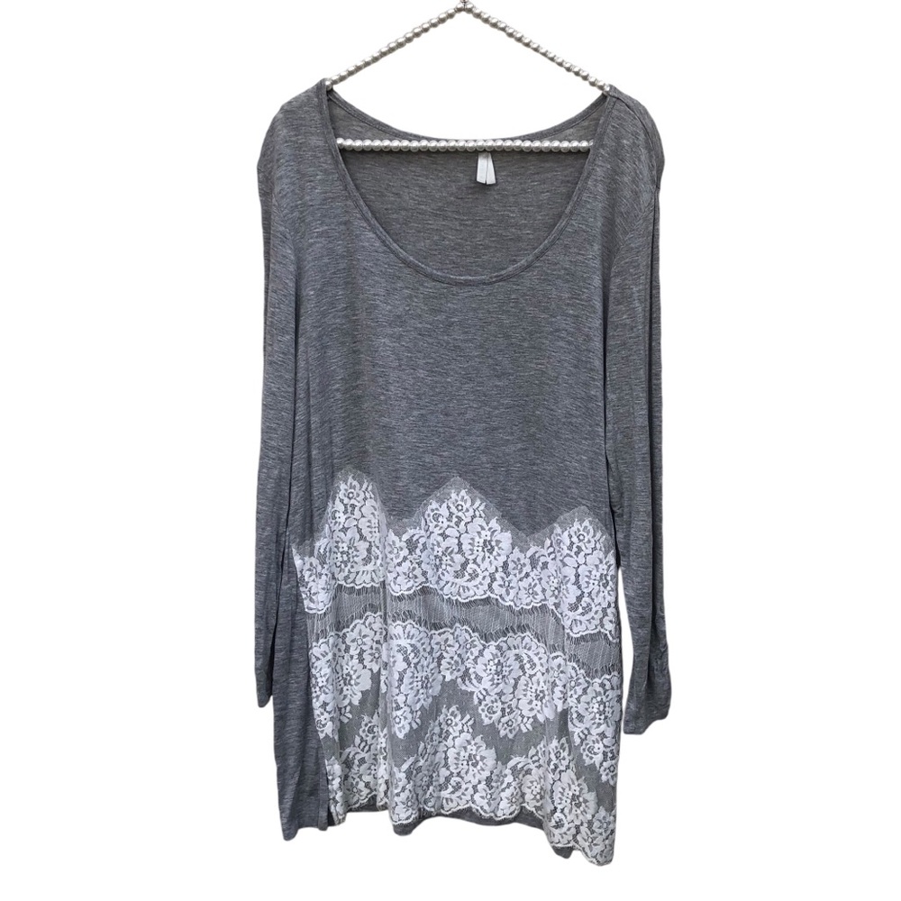 Vanity Gray Lace Long Sleeve Tee size XL